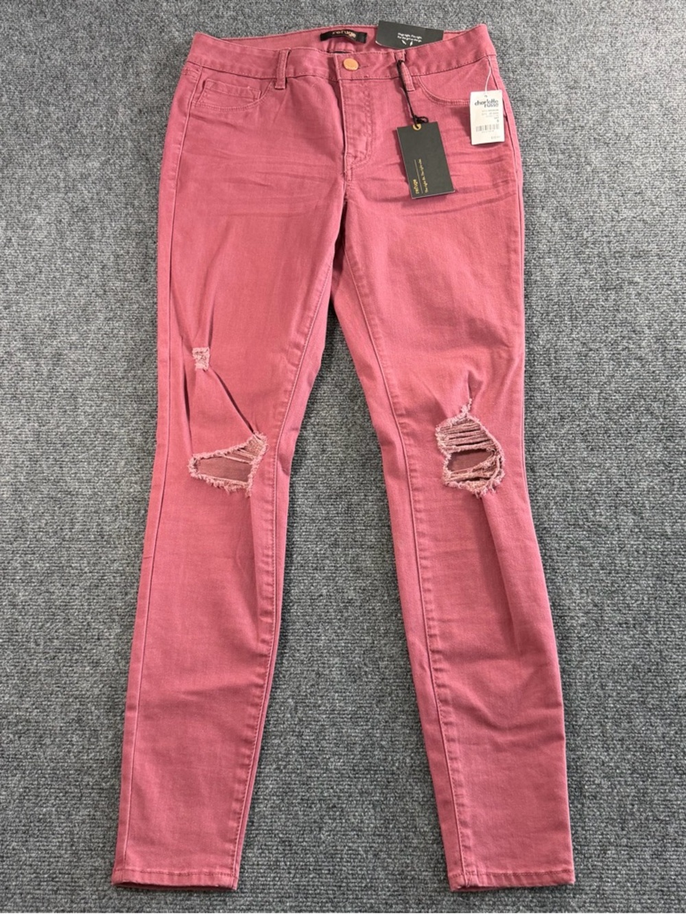 Refuge Womens Comfort
Distressed Destroyed Skin Tight
Leggings Berry Size 8 NWT